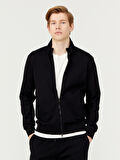 Siyah Slim Fit Pamuklu Sweatmont