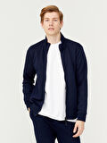Lacivert Slim Fit Pamuklu Sweatmont