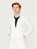 Ekru Slim Fit Pamuklu Sweatmont