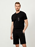 Siyah Slim Fit Pamuklu Şort
