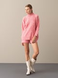 Xint Pembe Dik Yaka Oversize Kazak