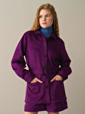 Xint Mor Süet Görünümlü Gömlek Ceket