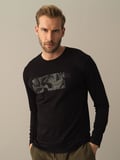 Xint Siyah Slim Fit Baskılı Modal Tişört