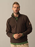 Xint Kahverengi Pamuklu Dik Yaka Sweatshirt