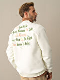 Xint  Ekru Oversize Baskılı Sweatshirt
