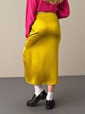Xint Sarı Regular Fit Saten Etek