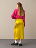 Xint Sarı Regular Fit Saten Etek