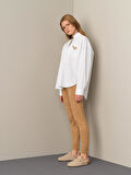 Xint Beyaz Hakim Yaka Oversize Gömlek