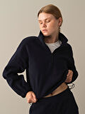 Xint Lacivert Oversize Polar Sweatshirt