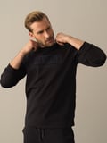 Xint Siyah Slim Fit Baskılı Sweatshirt