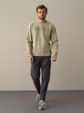 Xint Yeşil Slim Fit Baskılı Sweatshirt