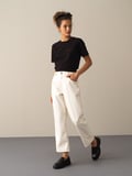Xint Ekru Regular Fit Deri Görünümlü Pantolon