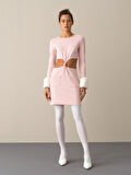 Xint Pembe Slim Fit Ekose Mini Elbise
