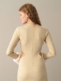 Xint Sarı Slim Fit Ekose Mini Elbise