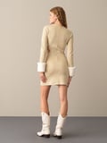 Xint Sarı Slim Fit Ekose Mini Elbise
