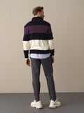 Xint Lacivert Regular Fit Çizgili Kazak