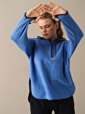 Xint Mavi Fermuarlı Polar Sweatshirt