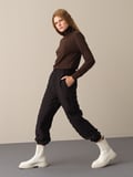 Xint Siyah Oversize Kapitone Pantolon