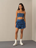 Xint Mavi Regular Fit Şortlu Etek