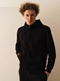 Siyah Slim Fit Pamuklu Sweatmont