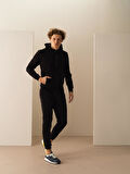 Siyah Slim Fit Pamuklu Sweatmont
