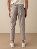 Gri Regular Fit Keten Pantolon