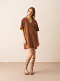 Vizon Oversize Pamuklu Elbise