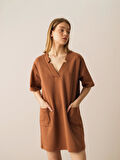 Vizon Oversize Pamuklu Elbise