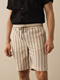 Taş Rengi Regular Fit Keten Şort