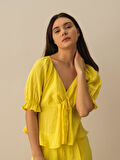 Sarı Regular Fit Modal Bluz