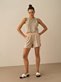 Taş Rengi Regular Fit Şort