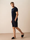 Lacivert Regular Fit Pamuklu Sweat Şort