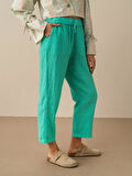 Turkuaz Regular Fit Keten Pantolon