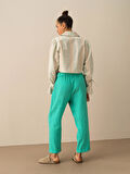 Turkuaz Regular Fit Keten Pantolon