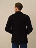 Xint Siyah Doğal Yün Dokulu Regular Fit Triko Ceket
