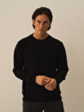 Xint Siyah Pamuk Dokulu Regular Fit Sweatshirt