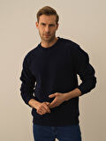 Xint Lacivert Pamuk Dokulu Regular Fit Sweatshirt