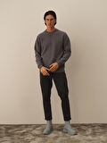 Xint Koyu Gri Pamuk Dokulu Regular Fit Sweatshirt