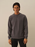 Xint Koyu Gri Pamuk Dokulu Regular Fit Sweatshirt