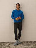 Xint Mavi Pamuk Dokulu Regular Fit Sweatshirt