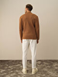 Xint Camel Dokulu Pamuk Dokulu Regular Fit Triko Ceket