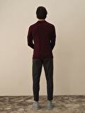 Xint Bordo Pamuk Dokulu Regular Fit Kazak