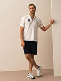Lacivert Regular Fit Keten Şort