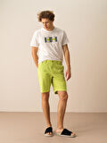 Yeşil Regular Fit Keten Şort