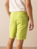 Yeşil Regular Fit Keten Şort