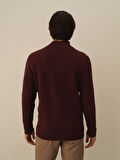 Xint Bordo Doğal Yün Dokulu Regular Fit Hırka