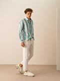 Beyaz Regular Fit Keten Pantolon