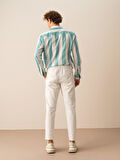 Beyaz Regular Fit Keten Pantolon