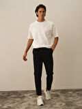 Xint Siyah Pamuk Dokulu Slim Fit Sweat Pantolon