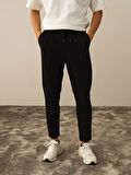 Xint Siyah Pamuk Dokulu Slim Fit Sweat Pantolon